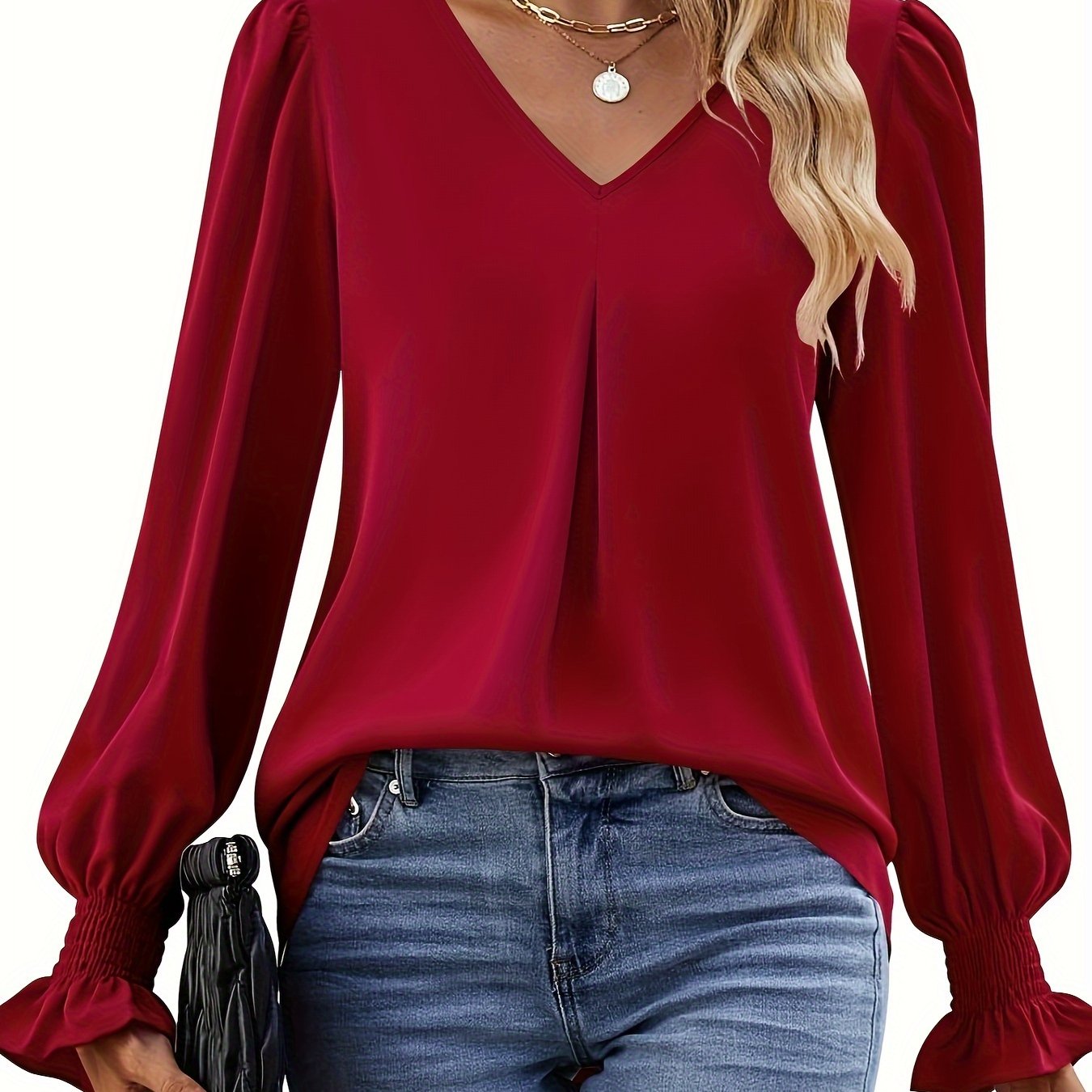 V-Neck Long Sleeve Dress Shirt
