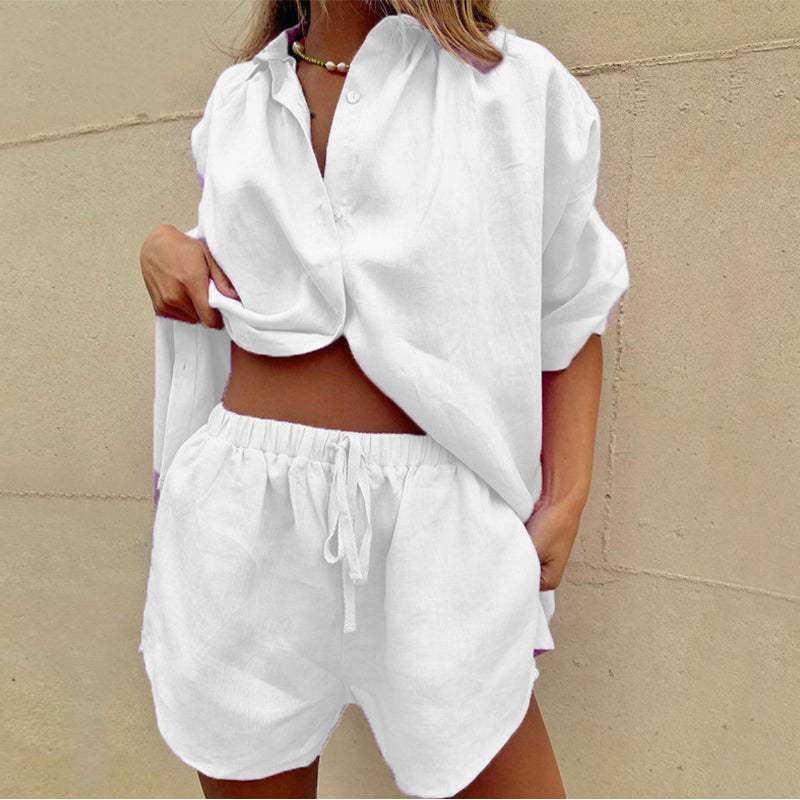 Elegant Blouse & Shorts Set