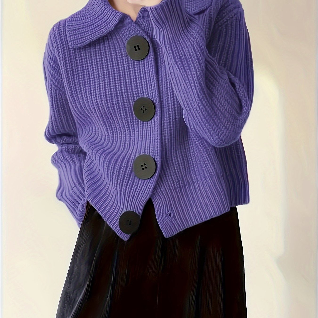 Loose Lapel Knit Sweater Jacket
