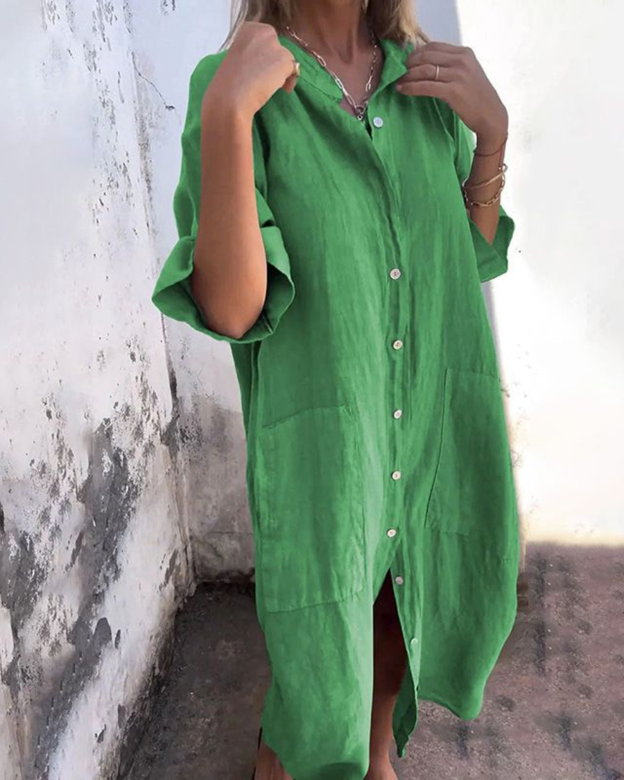 Ibiza Style Casual Shirt Dress