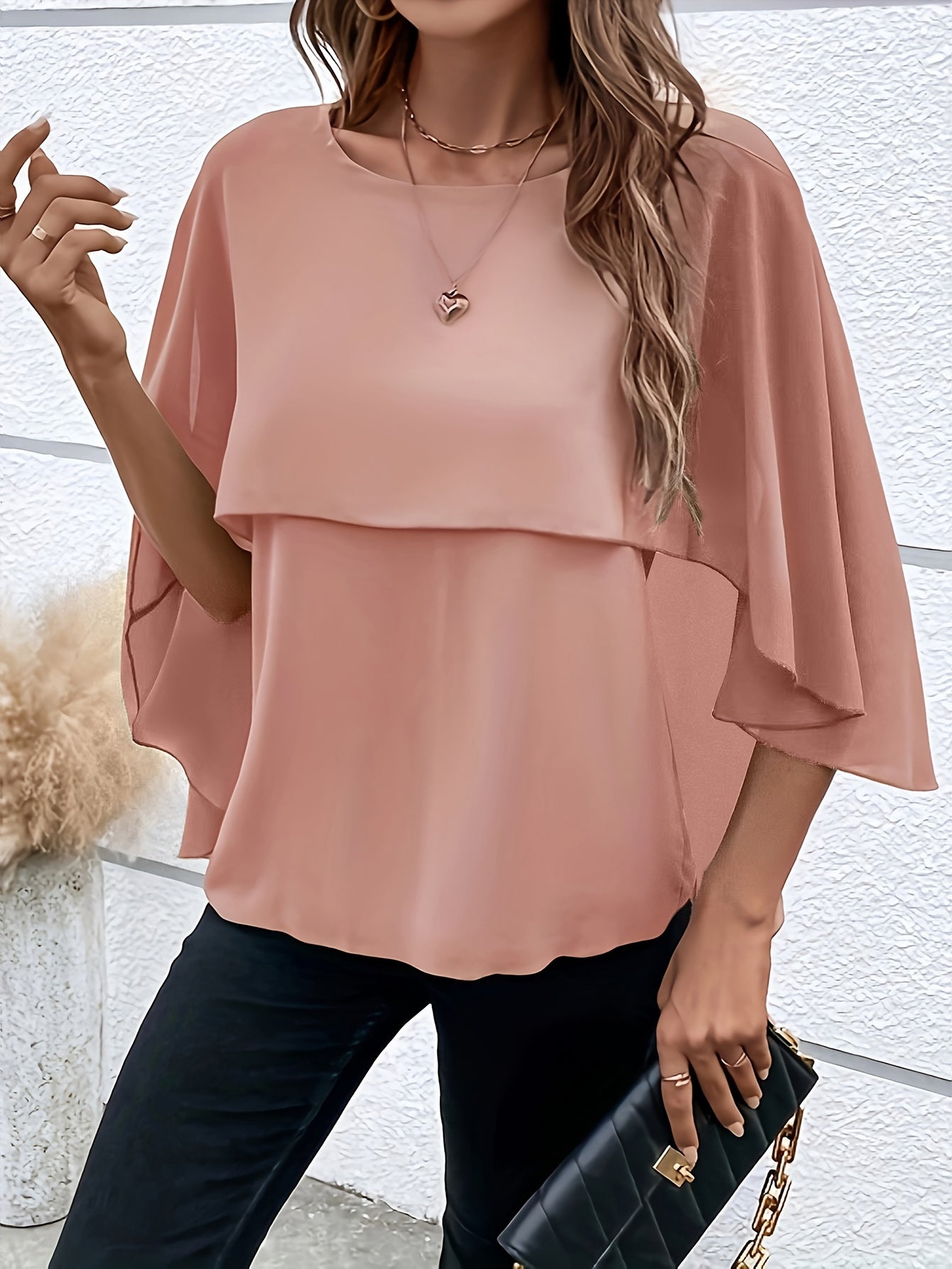 Asymmetrical Hem Short Sleeve Blouse