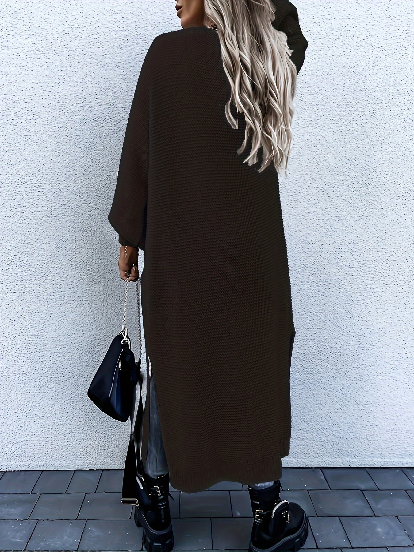 Long V-Neck Open Cardigan