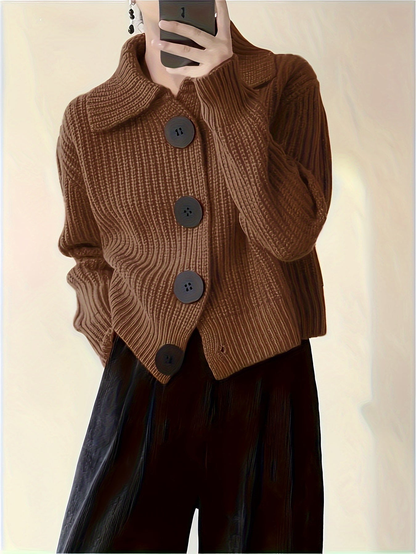 Loose Lapel Knit Sweater Jacket