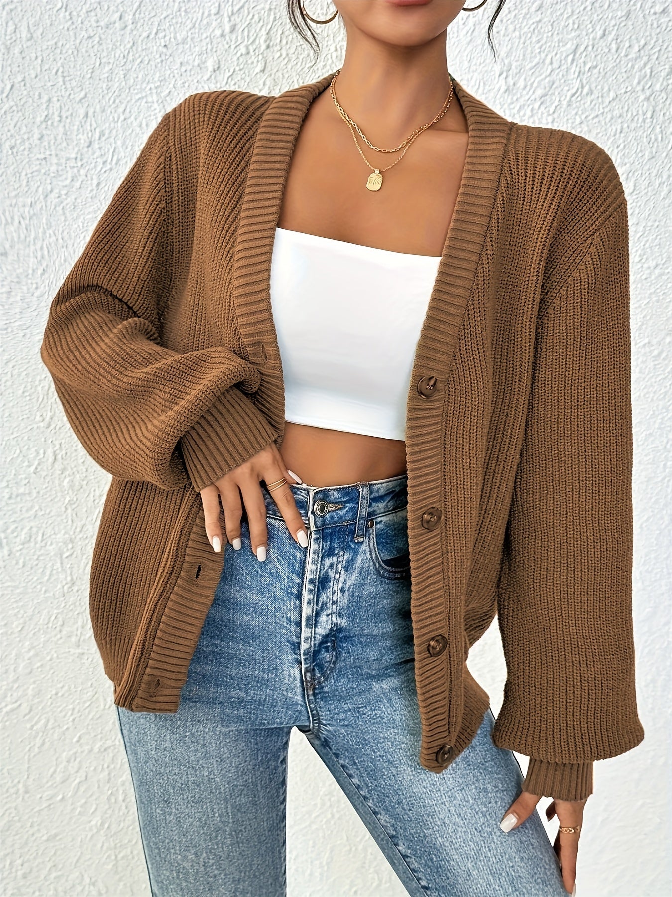 Elegant Knit Cardigan with Button Front