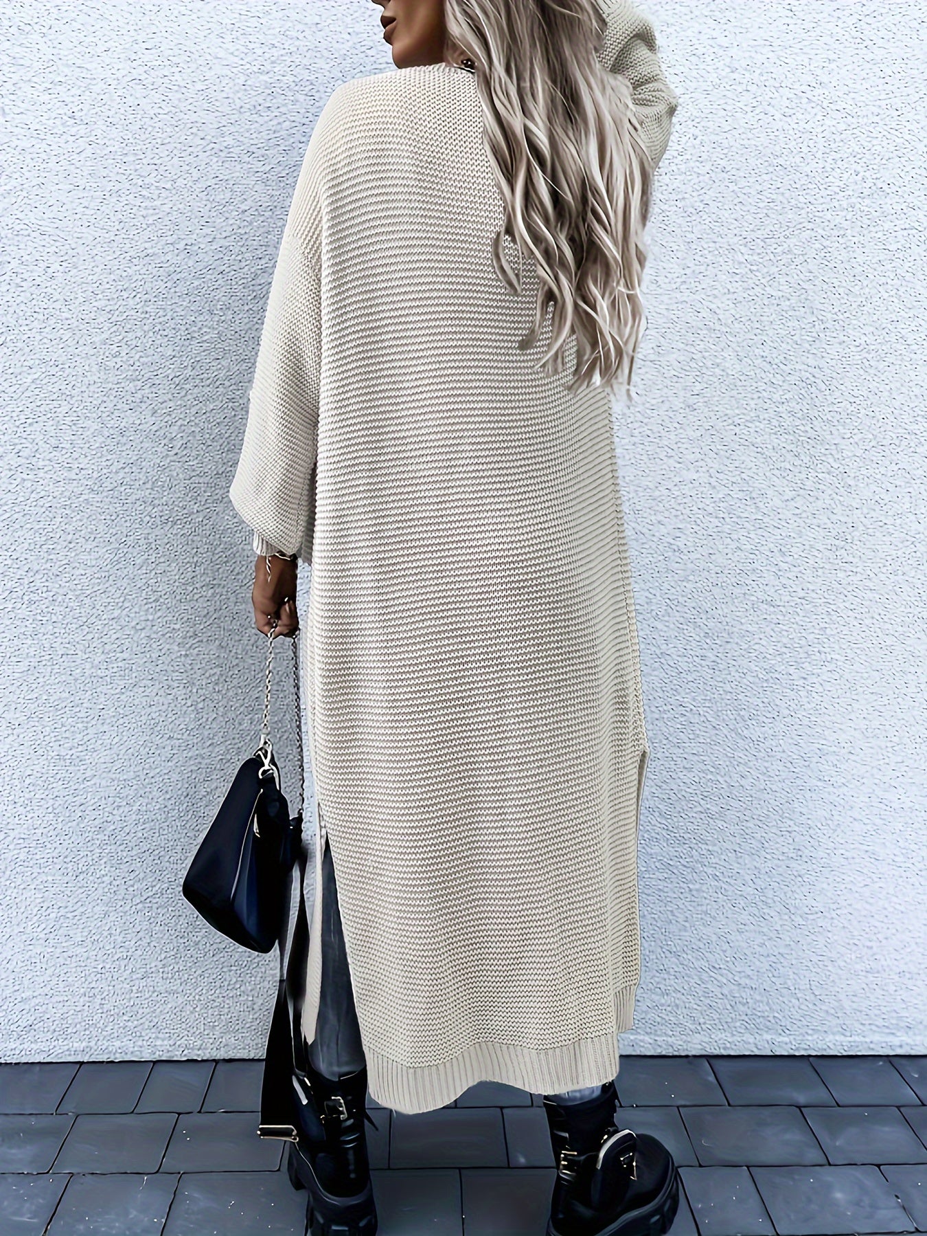 Long V-Neck Open Cardigan