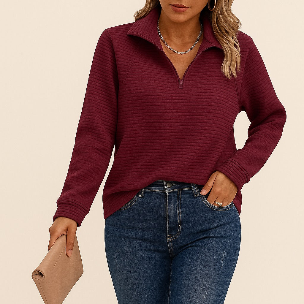 Ribbed Zip-Up Sweater