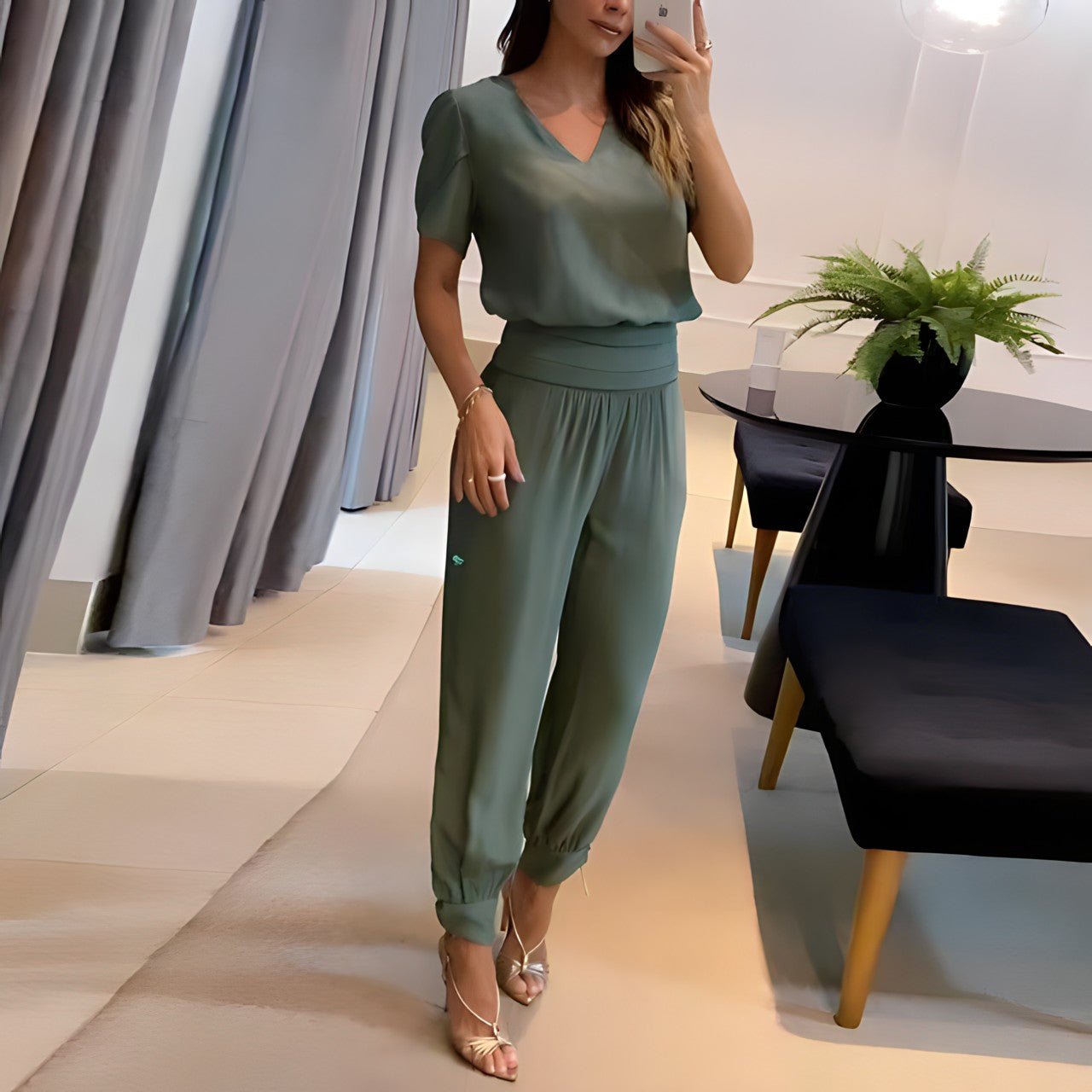 Trendy Two-Piece Set – Blouse & Pants