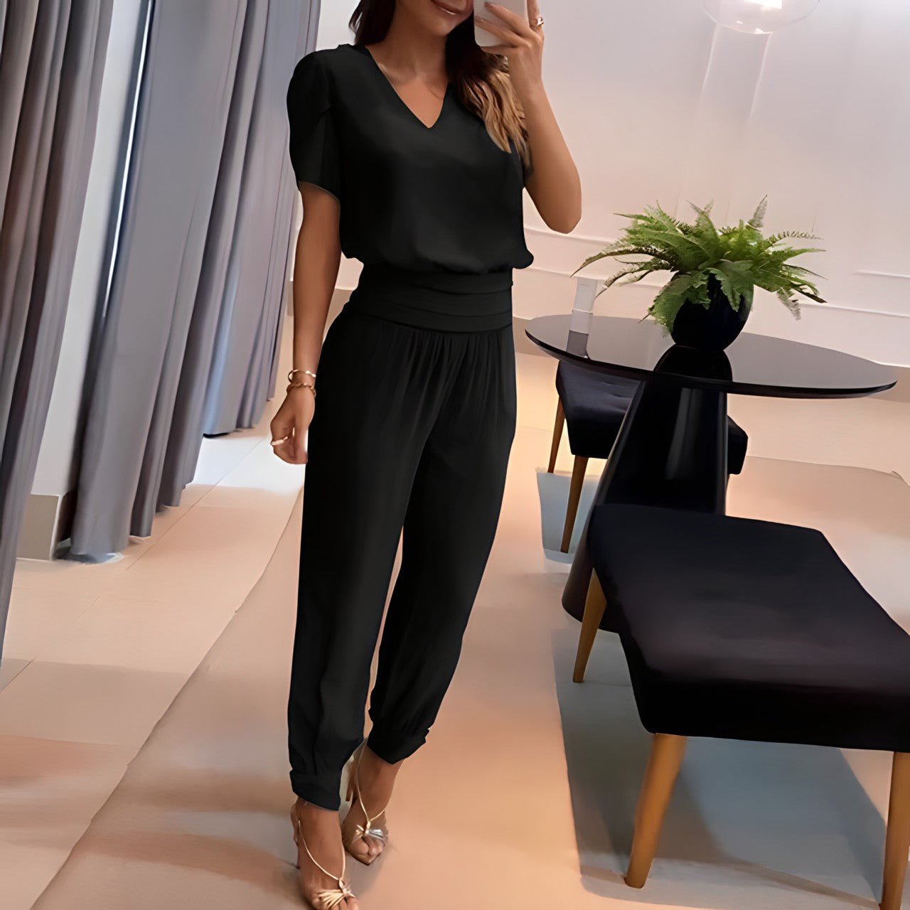 Trendy Two-Piece Set – Blouse & Pants