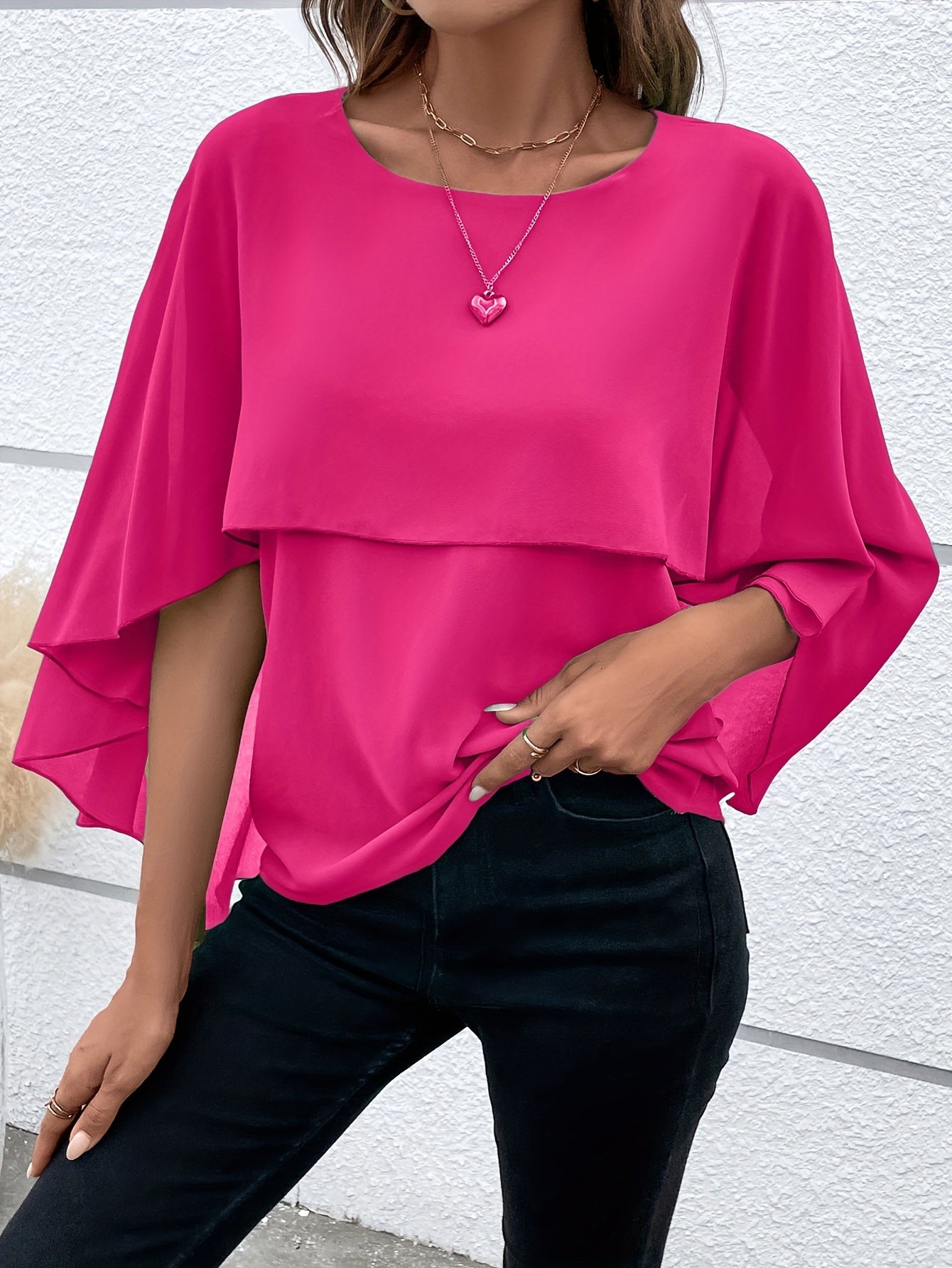 Asymmetrical Hem Short Sleeve Blouse
