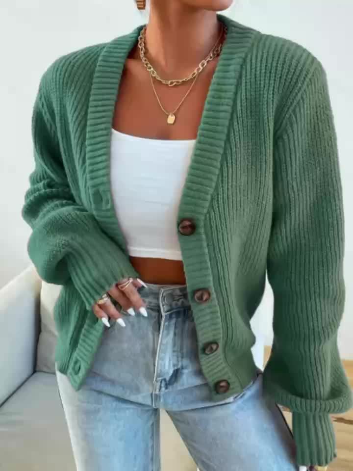 Elegant Knit Cardigan with Button Front