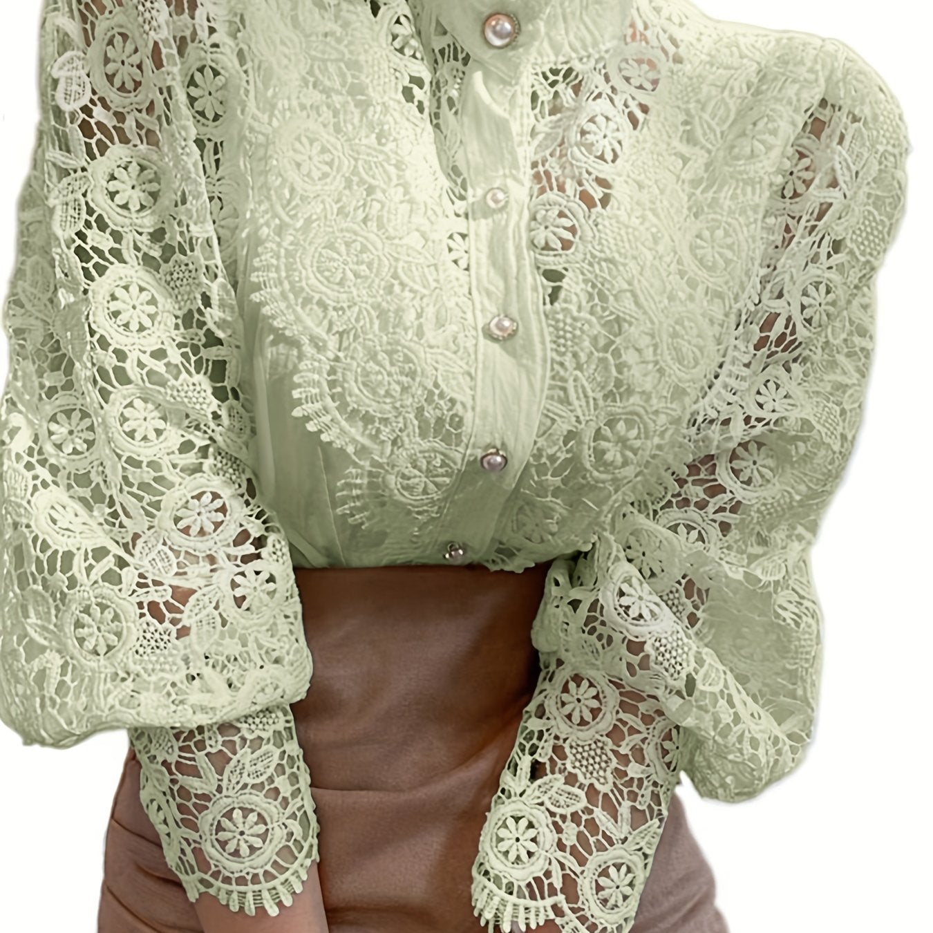 Vintage Lace Pearl Button Blouse