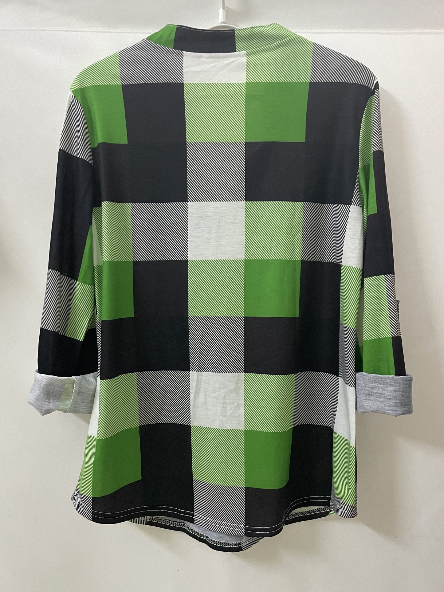 Plaid V-Neck Long Sleeve Shirt