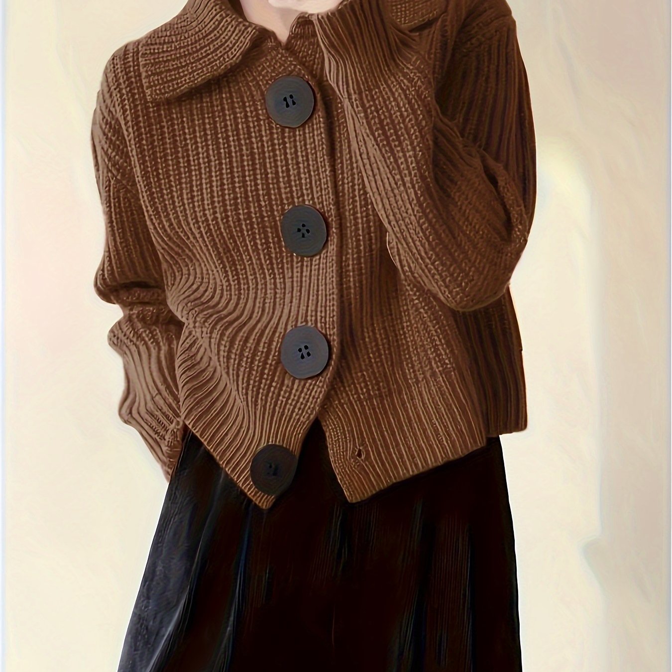 Loose Lapel Knit Sweater Jacket