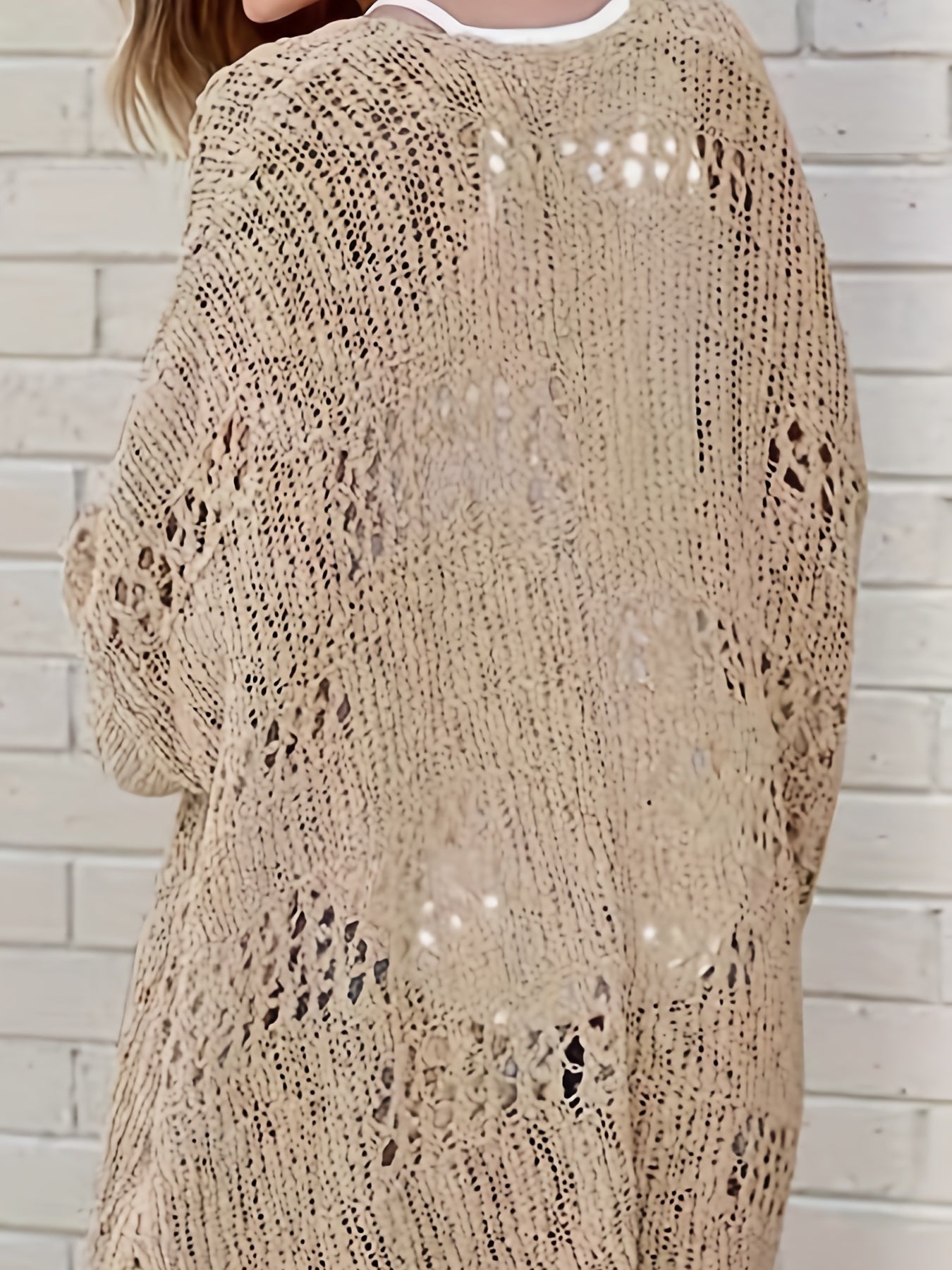 Crochet Open Front Knit Cardigan