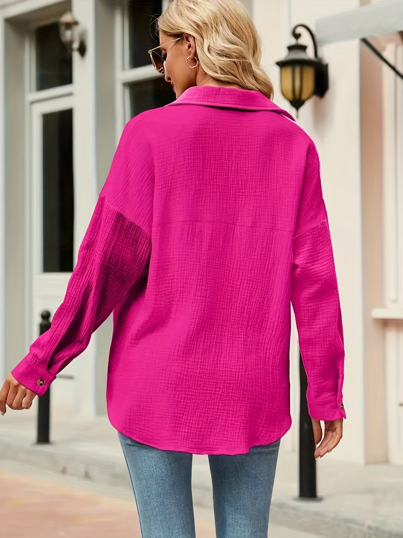 V-Neck Button Front Casual Shirt