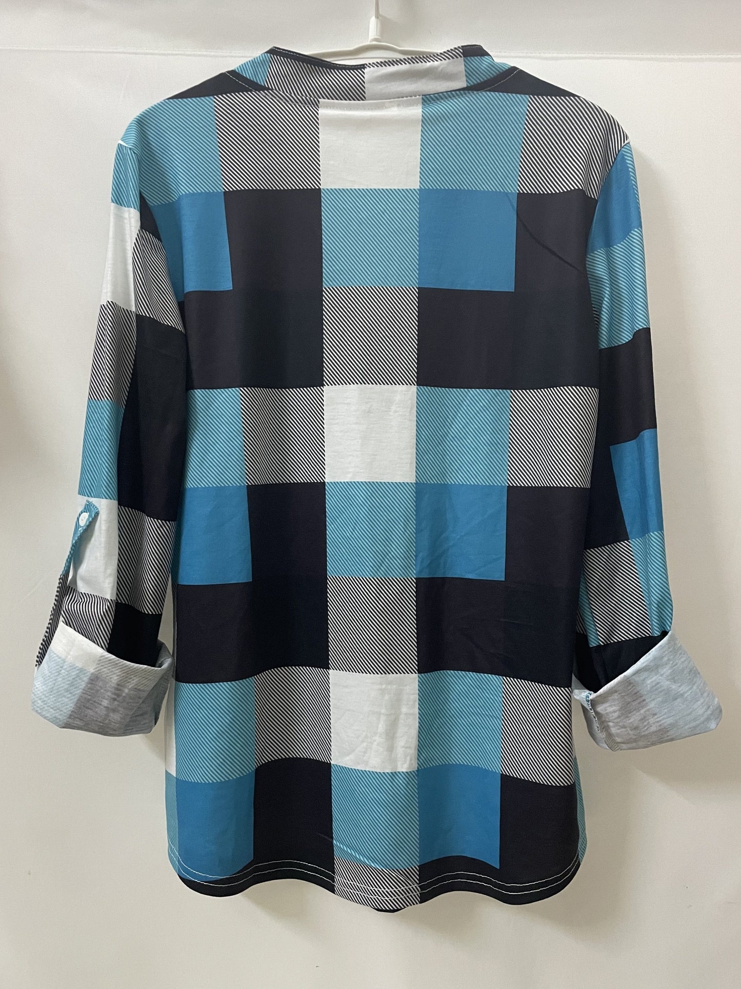 Plaid V-Neck Long Sleeve Shirt
