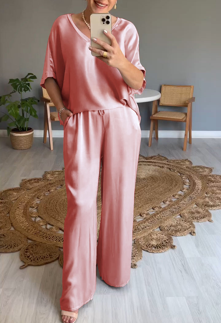 Casual Two-Piece Suit with V-Neck