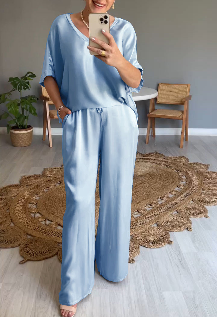 Casual Two-Piece Suit with V-Neck