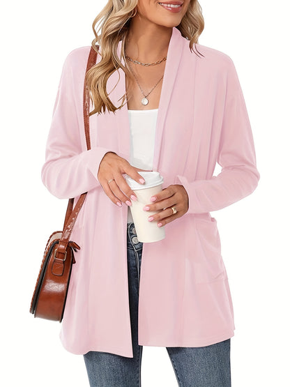 Cozy Open Front Cardigan with Pockets