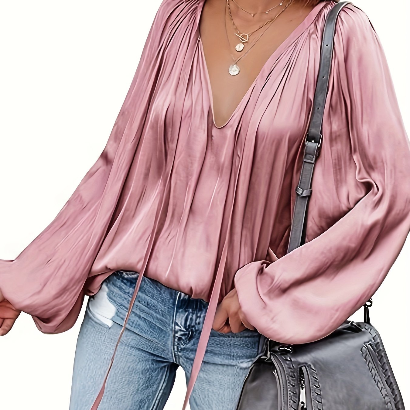 Elegant V-Neck Long Sleeve Blouse