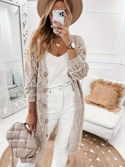 Stretchy V-Neck Knit Cardigan