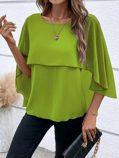 Asymmetrical Hem Short Sleeve Blouse