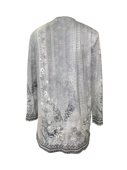 Floral Print Open Front Cardigan