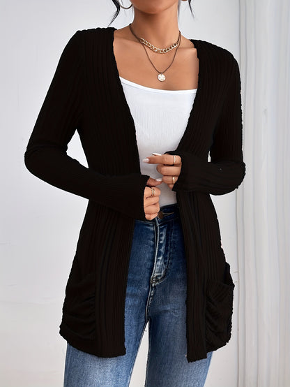 Ribbed Drop Shoulder Cardigan
