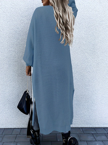 Long V-Neck Open Cardigan