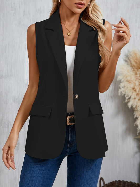 Sleeveless Lapel Blazer Vest