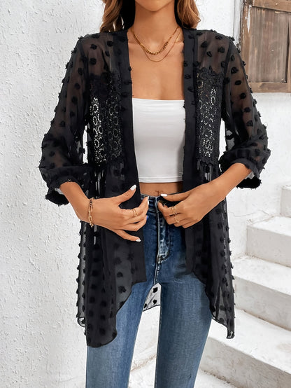 Swiss Dot Lace Open Cardigan