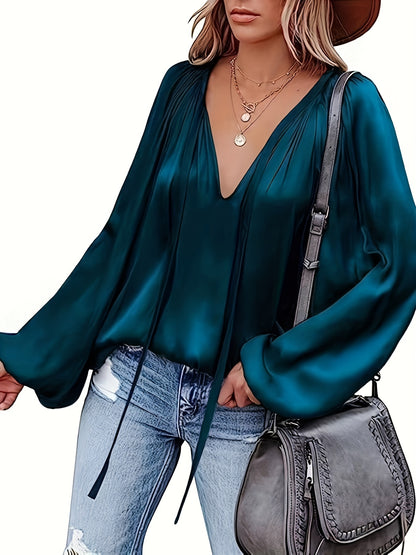 Elegant V-Neck Long Sleeve Blouse