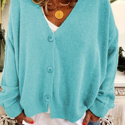 Vibrant V-Neck Knit Cardigan