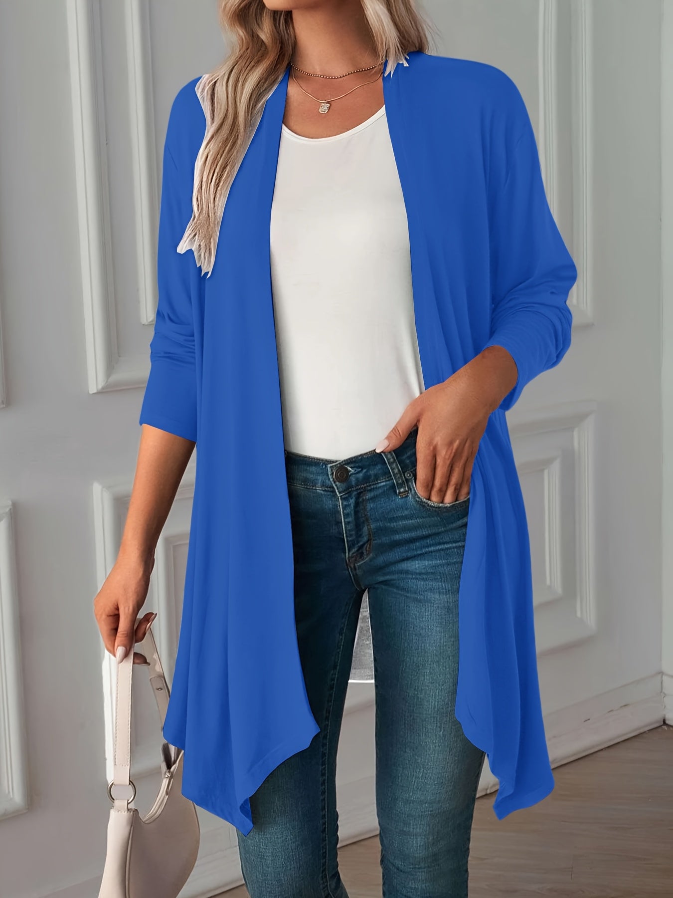 Lightweight Asymmetric Hem Cardigan