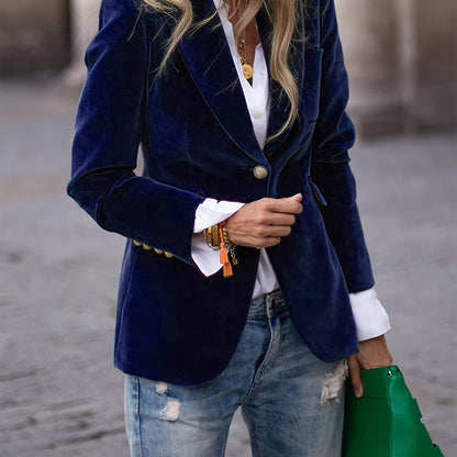 Retro Single-Button Blazer