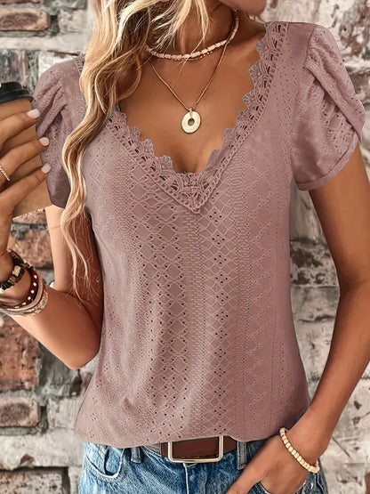 Ruffle Sleeve V-Neck Blouse