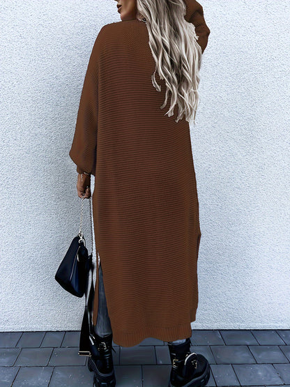 Long V-Neck Open Cardigan