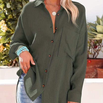 V-Neck Button Front Casual Shirt