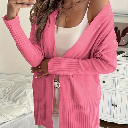 Plus Size Open Front Knit Cardigan