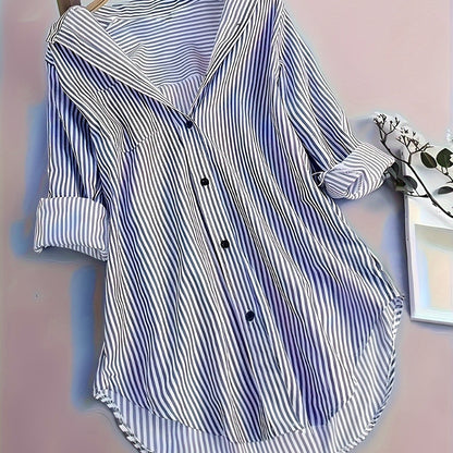 Striped Button Front Blouse