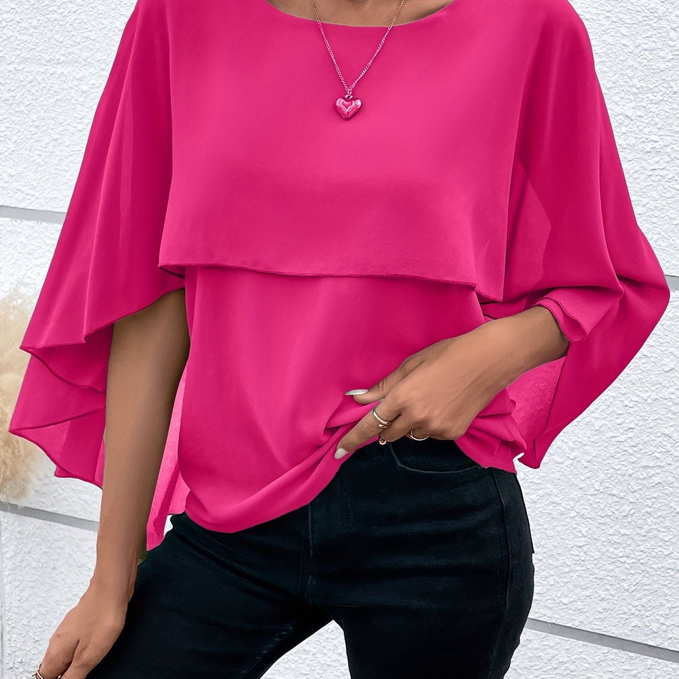 Asymmetrical Hem Short Sleeve Blouse