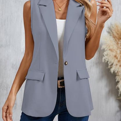 Sleeveless Lapel Blazer Vest