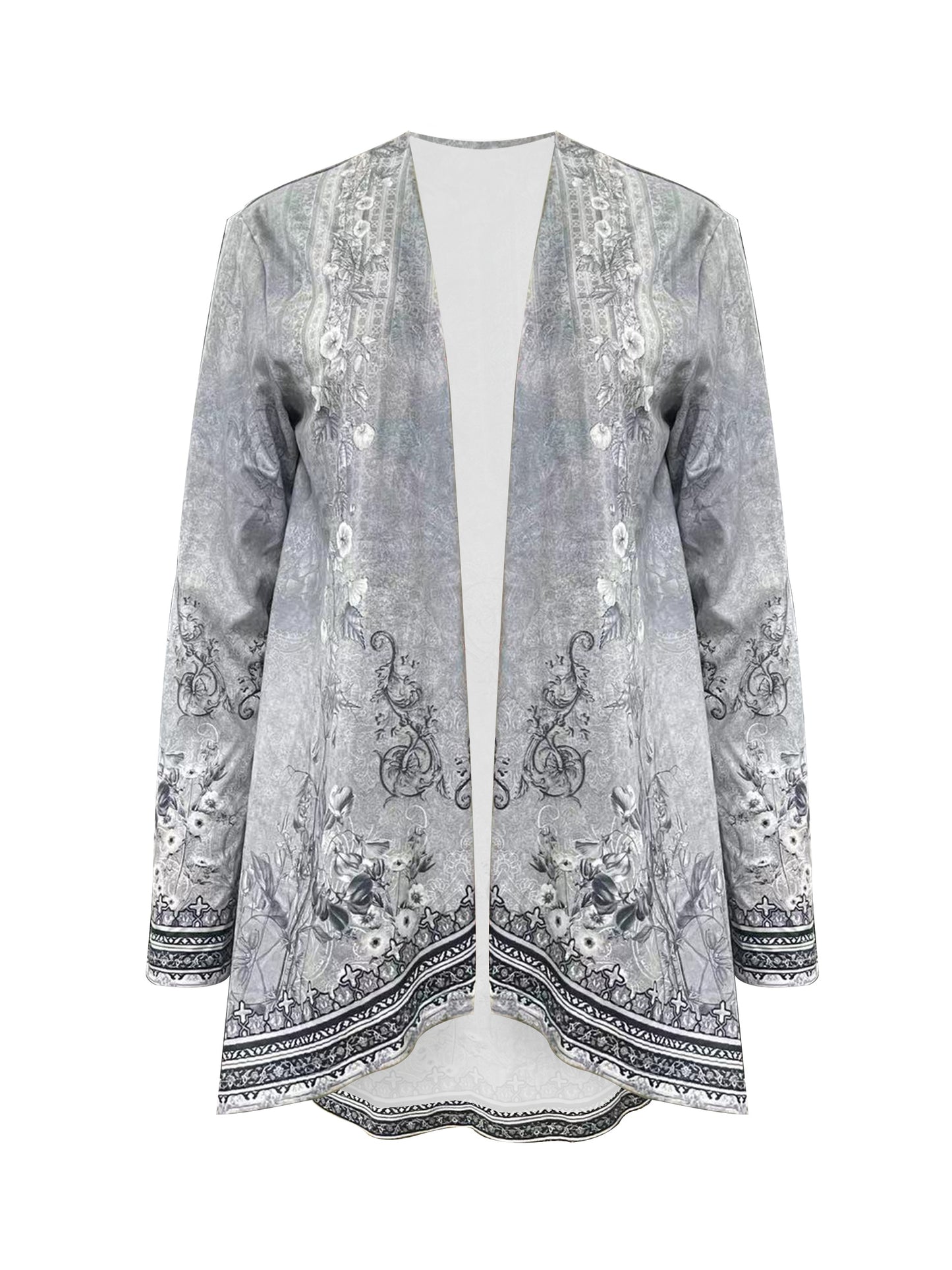 Floral Print Open Front Cardigan