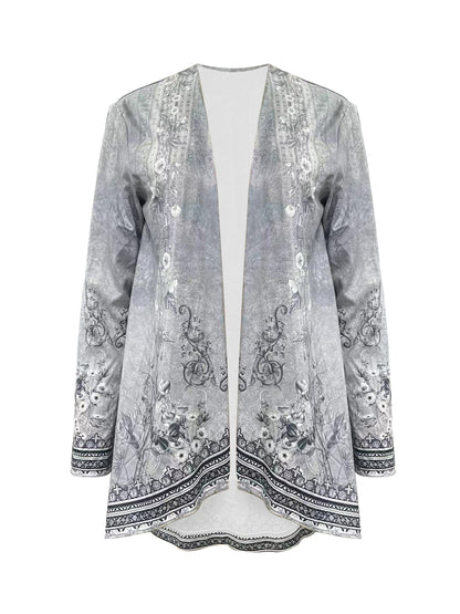 Floral Print Open Front Cardigan