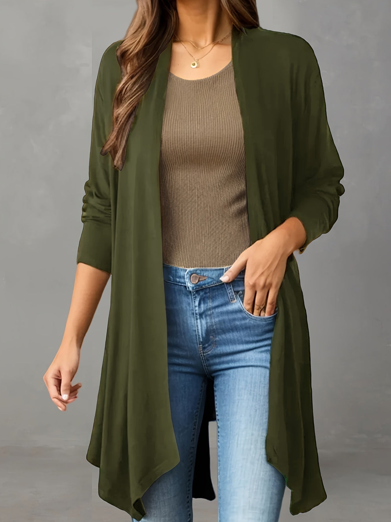 Lightweight Asymmetric Hem Cardigan