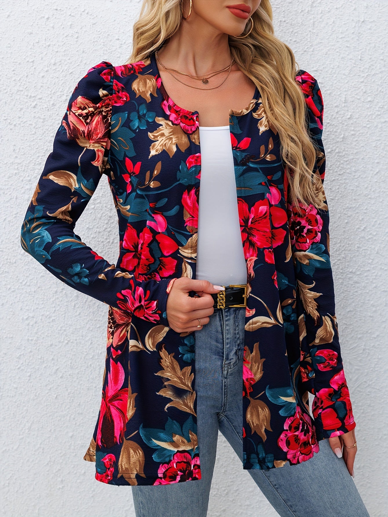 Leopard Print Open Front Jacket
