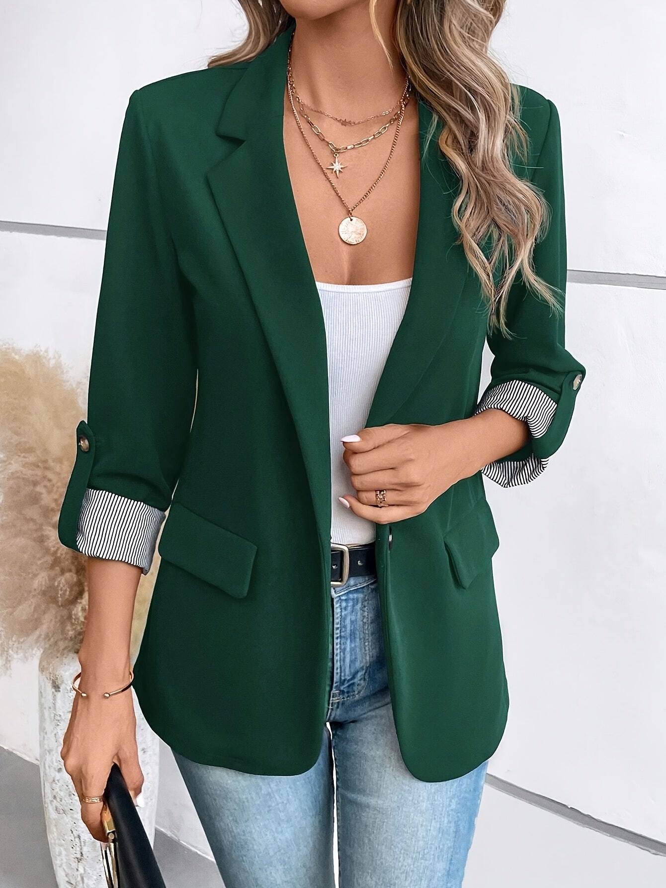Button Front Lapel Blazer