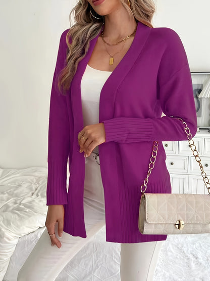 Plus Size Open Front Knit Cardigan