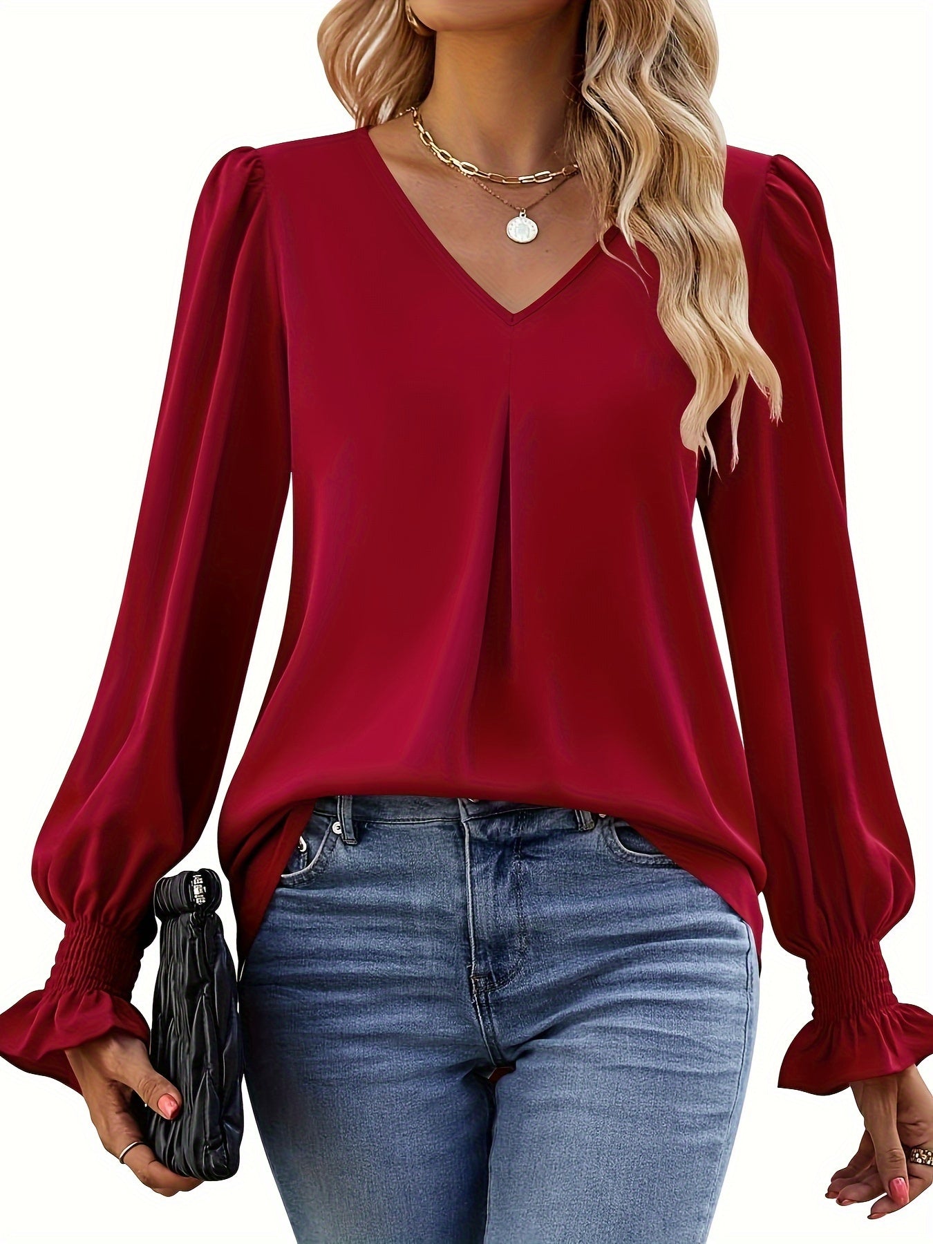 V-Neck Long Sleeve Dress Shirt