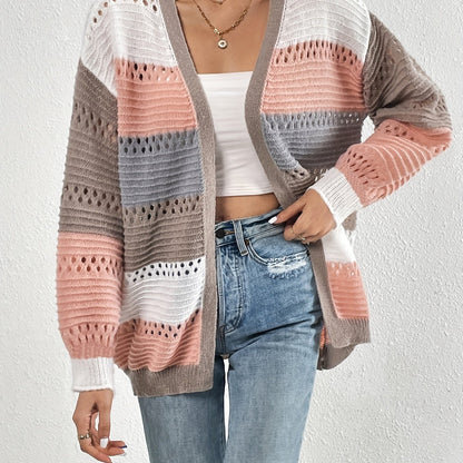 Cut-Out Color Block Cardigan